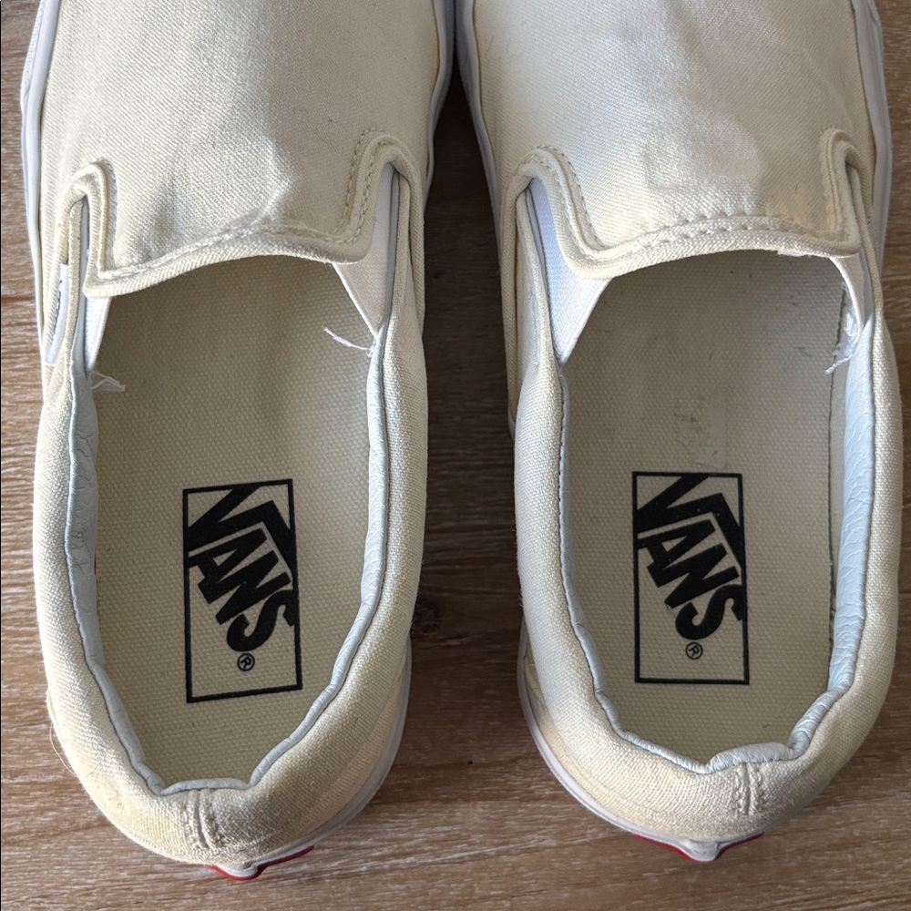 Vans Classic Canvas Cream Slip-On Shoes - Picture 6 of 10